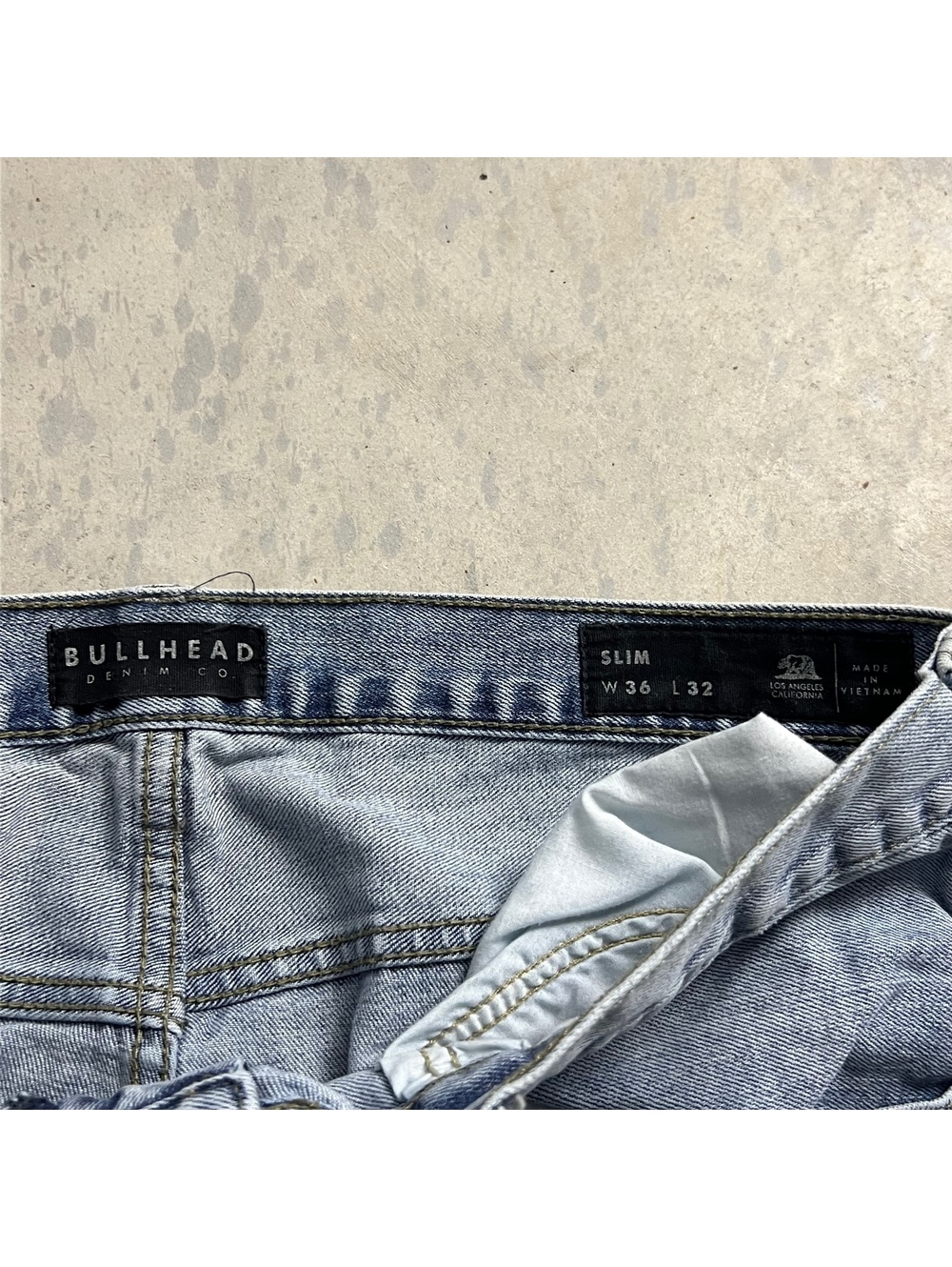 VTG Y2K Bullhead Patchwork Slim Jeans Mens Sz. 36X32 (Fits 36X30) Distressed - Picture 3 of 8